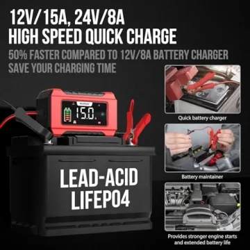 Smart 15-Amp Battery Charger for Cars and Boats