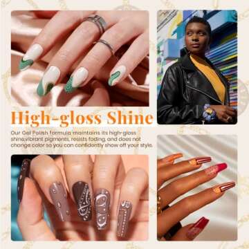 Beetles 23Pcs New Year Gel Nail Polish Kit Winter New Year Colors Orange Burgundy Red Purple Gel Polish Set Brown Gray Blue Green Soak Off Uv Gel Base Top Coat Gifts for Girls Glowing Attraction