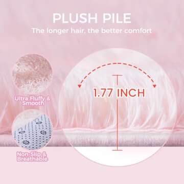 Ultra Soft Rug for Living Room, 5X8 Fluffy Shag Area Rug for Bedroom, Modern Shaggy Carpets Fuzzy Rug for Teens Dorm Nursery Home Decor Aesthetic, Upgrade Anti-Skid Durable, Pink