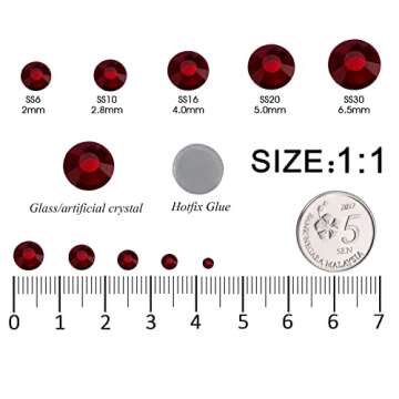 MEIBITE 6796PCS Red Hotfix Rhinestones Crystal Stones Glass for Fabric Clothes Shirts Sparkly Flat Back Round with Tweezers and Picking Pen (SS6~SS30 Set)