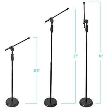 AxcessAbles Adjustable Microphone Stand with Boom Arm - Ideal for Performers