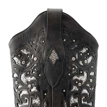 heelchic Women Glitter Inlay Rhinestones Cowgirl Boots Embroidered Short Western Boots