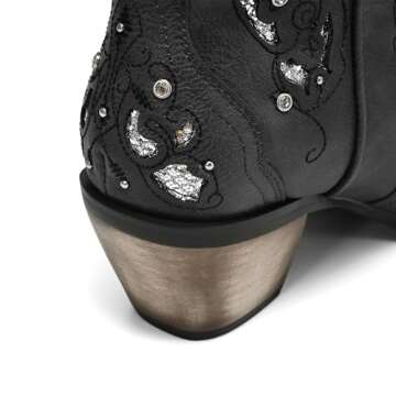 heelchic Women Glitter Inlay Rhinestones Cowgirl Boots Embroidered Short Western Boots