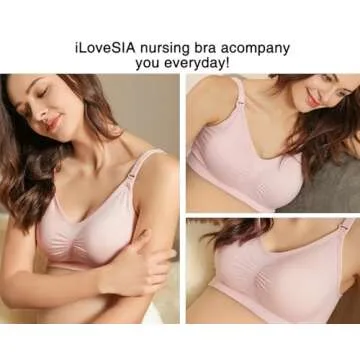 iloveSIA 3-Pack Seamless Nursing Bras for Full Bust Support – Maternity Breastfeeding Essentials Black+Pink XL