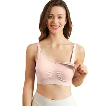 iloveSIA 3-Pack Seamless Nursing Bras for Full Bust Support – Maternity Breastfeeding Essentials Black+Pink XL