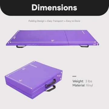 BalanceFrom Folding Gymnastics Mat Home Gym Floor Tumbling Equipment, Purple