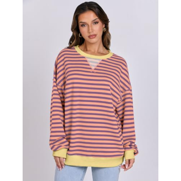 Trendy Women's Oversized Striped Sweatshirt for Fall Fashion