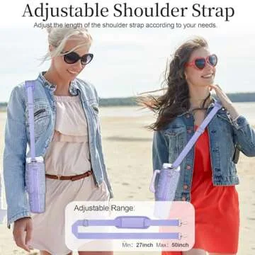 Keepamor Bling Water Bottle Carrier Bag for Stanley Quencher H2.0 & Adventure 40 oz Tumbler with Handle, Neoprene Water Bottle Holder with Adjustable Strap for Stanley Cup Accessories