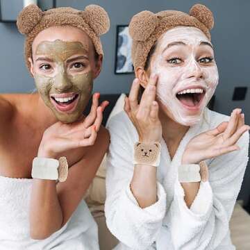 WHAVEL Spa Set with Cute Bear Ears Headband and Towels
