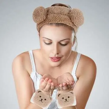 WHAVEL Spa Set with Cute Bear Ears Headband and Towels