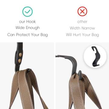 compuda 2 Pack Car Hook Holder Leather Headrest Hooks for Purses and Bags,SUS304 Car Hooks(Light Brown)