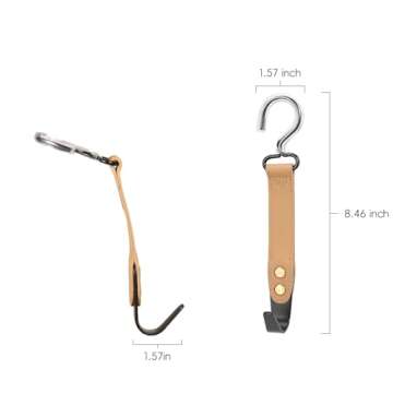 compuda 2 Pack Car Hook Holder Leather Headrest Hooks for Purses and Bags,SUS304 Car Hooks(Light Brown)