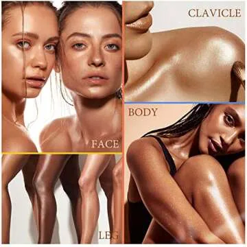 2 Pcs Liquid Illuminator, Body Shimmer Highlighter Makeup Waterproof Smooth Shimmer Glow Liquid Foundation Moisturizing for Face & Body,Smooth Body Shimmer Lotion（Glistening Bronze+Champagne Gold）