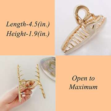 Large Metal Acetate Hair Claw Clips for Women