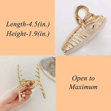 Large Metal Acetate Hair Claw Clips for Women