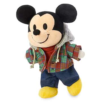 Disney Store Official Mickey Mouse nuiMOs Plushie - Soft Plush with Embroidered Features, Poseable Hands & Turning Head, Magnetic Hands for Holding, 6 Inches, Dress Up with nuiMOs Outfits