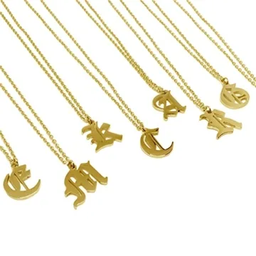 Elefezar Gold Plated Initial Pendant Necklace for Women