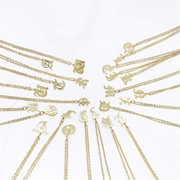 Elefezar Gold Plated Initial Pendant Necklace for Women