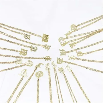 Elefezar Gold Plated Initial Pendant Necklace for Women