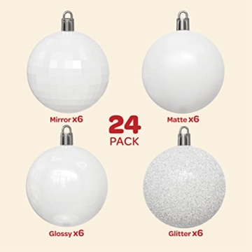 Beautiful Christmas Ornaments Set of 24 for Holiday Decor