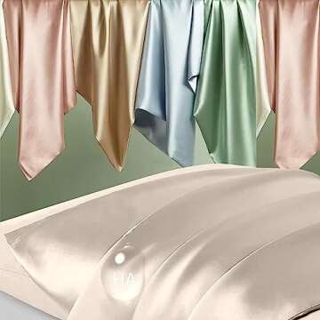 Silk Pillowcase for Hair and Skin, Mulberry Silk Pillow Cases Queen Size, Anti Acne Cooling Beauty S...