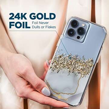 Case-Mate iPhone 13 Pro Max Case for Women [10ft Drop Protection] [Wireless Charging] Karat Marble Phone Case for iPhone 13 Pro Max - Luxury Bling Glitter iPhone Case - Shock Absorbing, Anti Scratch
