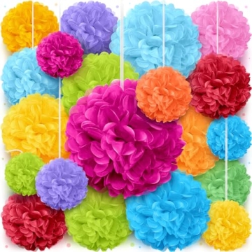 Tissue Paper Pom Poms - Large Tissue Paper Flowers for Fiesta Parties, Baby Shower Decorations, Flow...