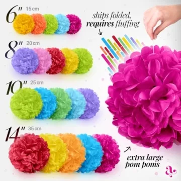 Vibrant Tissue Paper Pom Poms for Any Celebration