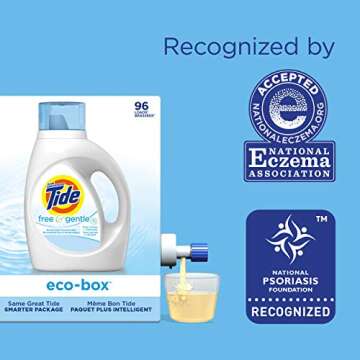 Tide Free And Gentle Eco-Box 96 Loads Hypoallergenic Detergent