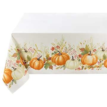 Benson Mills Autumn Printed Spill Resistant Fabric Tablecloth for Thanksgiving, Harvest, and Fall (Autumn Gathering, 60" X 84" Rectangular)