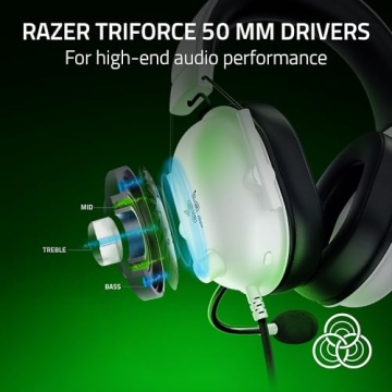 Razer BlackShark V2 X Gaming Headset - White with 3.5mm Jack - Ultimate Gaming Performance for All P...
