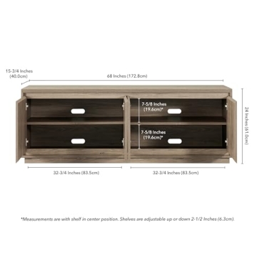 Henn&Hart Presque Grey TV Stand - Perfect for 75" TVs