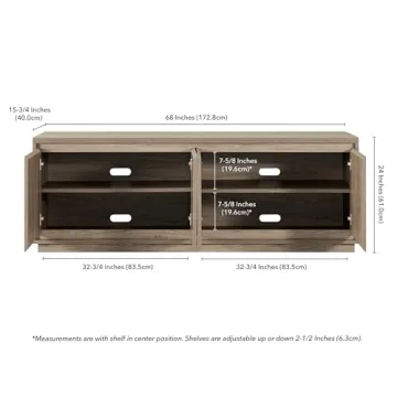 Henn&Hart Presque Grey TV Stand - Perfect for 75" TVs