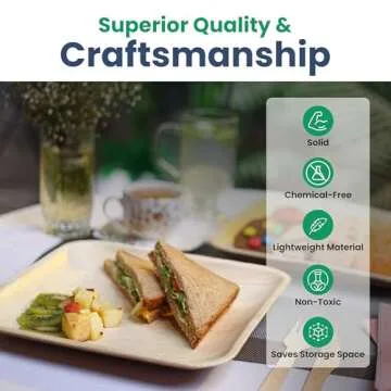 50 Palm Leaf Disposable Plates (8 Inch) + 100 Compostable Cutlery (50 Forks, 50 Knives) | Heavy Duty Party & Catering Plates | Biodegradable, Eco-Friendly, Alternative to Bamboo, Wood, Paper, Plastic