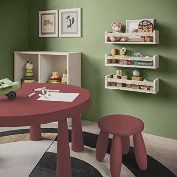 NATURE SUPPLIES Set of 3, 16.4 inch Nursery Book Shelves Made of Solid Wood for Books, Toys, Decor, Wall Kids Bookshelf, Floating Shelf, Ideal Storage for Nursery or Playroom Organization,Whitewashed