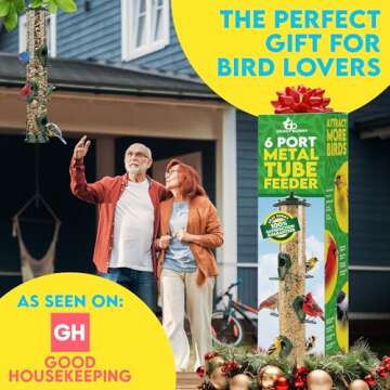 Bird Feeders for Outdoors - Squirrel Proof Hanging with 6 Ports