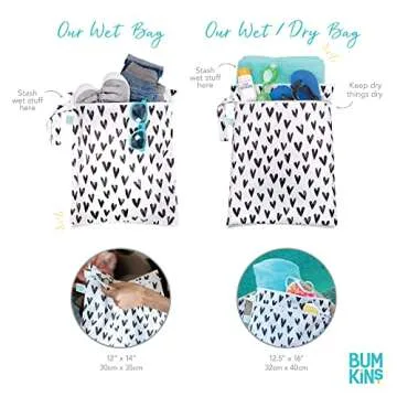 Bumkins Waterproof Wet Bag, Washable, Reusable for Travel, Beach, Pool, Stroller, Diapers, Dirty Gym Clothes, Wet Swimsuits, Toiletries, 1 Count (Pack of 1)
