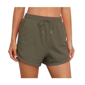 Jouica Womens Sweat Shorts with Pockets Cotton French Terry Drawstring Summer Workout Casual Lounge ...
