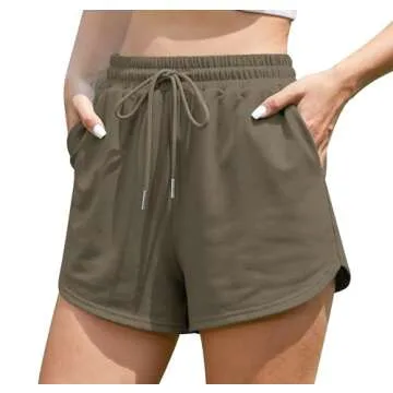 Jouica Womens Sweat Shorts with Pockets Cotton French Terry Drawstring Summer Workout Casual Lounge Shorts,Mocha,XX-Large