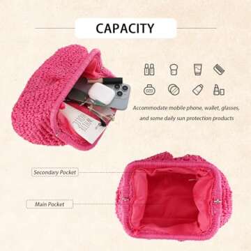 GOKTOW Straw Dumpling Clutch Purse for Summer Fun