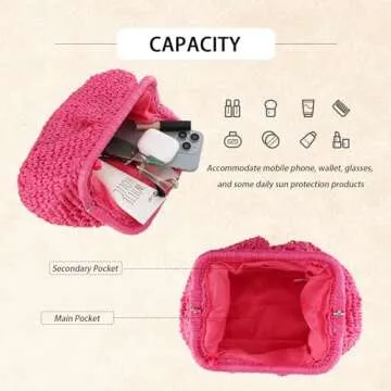 GOKTOW Straw Dumpling Clutch Purse for Summer Fun