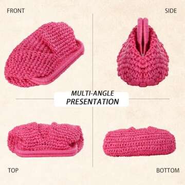 GOKTOW Straw Dumpling Clutch Purse for Summer Fun