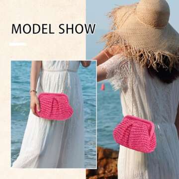 GOKTOW Straw Dumpling Clutch Purse for Summer Fun