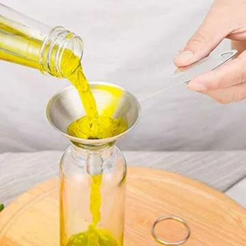 Stainless Steel Funnels, Set of 3 Small Kitchen Funnels with Long Handle Funnels for Filling Bottles Liquid Dry Ingredients Powder, Durable and Dishwasher Safe