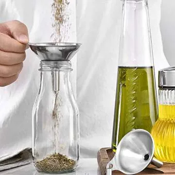 Stainless Steel Funnels, Set of 3 Small Kitchen Funnels with Long Handle Funnels for Filling Bottles Liquid Dry Ingredients Powder, Durable and Dishwasher Safe