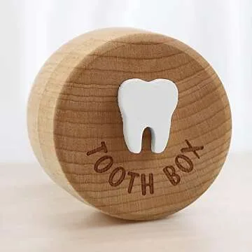 free-space Tooth Fairy Box 3D Carved Wooden Box Souvenir Dropped Tooth Keepsake Storage Box Gift for...