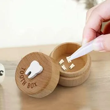 free-space Tooth Fairy Box 3D Carved Wooden Box Souvenir Dropped Tooth Keepsake Storage Box Gift for Boy or Girl (Tooth Fairy Box)