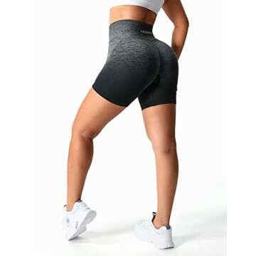 YEOREO Women Intensify Athletic Shorts Seamless Scrunch Workout Shorts High Waisted Active Gym Yoga Shorts Ombre Black S