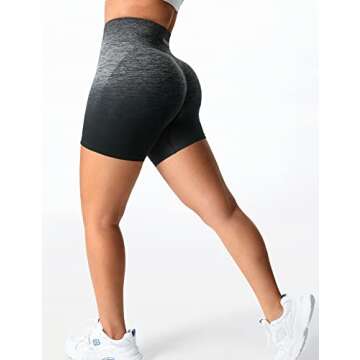 YEOREO Women Intensify Athletic Shorts Seamless Scrunch Workout Shorts High Waisted Active Gym Yoga Shorts Ombre Black S
