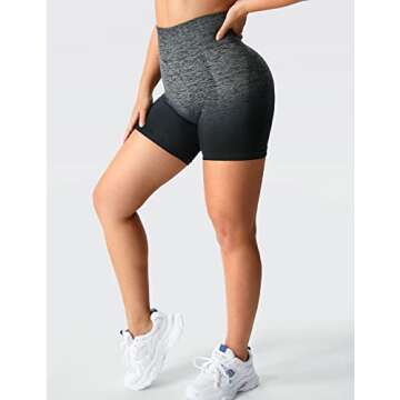 YEOREO Women Intensify Athletic Shorts Seamless Scrunch Workout Shorts High Waisted Active Gym Yoga Shorts Ombre Black S